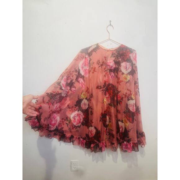NWT MAC DUGGAL 55404 Floral Print High Neck Ruffle Cape Mini Dress Size 2 - Picture 5 of 7